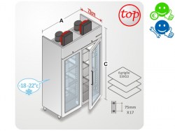 armadio freezer inox vetrato a due ante
